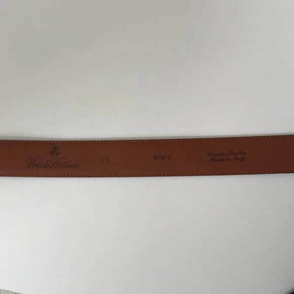 Italy Broocks Brothers Silver Buckle Leather Dress Belt 36
